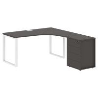 Стол эргономичный с тумбой EQCET 1518(R) Мокко/Белый 1560х1880х750 EDIS