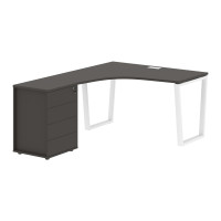 Стол эргономичный с тумбой EVCET 1318(L) Мокко/Белый 1360х1880х750 EDIS