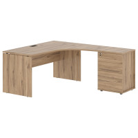 Стол эргономичный с тумбой EDCET 1518(R) Дуб Денвер светлый/Черный 1560х1880х750 EDIS