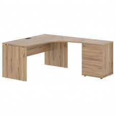 Стол эргономичный с тумбой EDCET 1518(R) Дуб Денвер светлый/Черный 1560х1880х750 EDIS