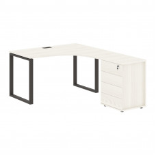 Стол эргономичный с тумбой EQCET 1318(R) Ясень Траун/Мокко 1360х1880х750 EDIS