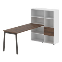 Стол-стеллаж ELRST 1117 Дуб Денвер тёмный/Мокко/Белый 2190х1120х1355 EDIS