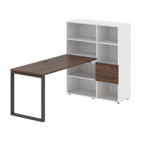 Стол-стеллаж EQRST 1115 Дуб Денвер тёмный/Мокко/Белый 1990х1120х1355 EDIS