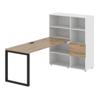 Стол-стеллаж EQRST 1117 Дуб Денвер светлый/Черный/Белый 2190х1120х1355 EDIS