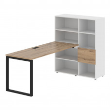 Стол-стеллаж EQRST 1117 Дуб Денвер светлый/Черный/Белый 2190х1120х1355 EDIS