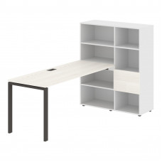 Стол-стеллаж EURST 1117 Ясень Траун/Мокко/Белый 2190х1120х1355 EDIS