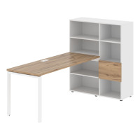Стол-стеллаж EURST 1117 Дуб Денвер светлый/Белый/Белый 2190х1120х1355 EDIS