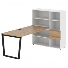Стол-стеллаж EVRST 1217 Дуб Денвер светлый/Черный/Белый 2190х1250х1355 EDIS
