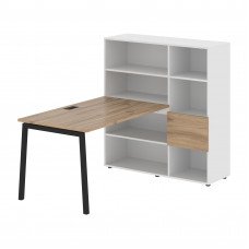 Стол-стеллаж ELRST 1213 Дуб Денвер светлый/Черный/Белый 1790х1250х1355 EDIS