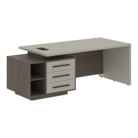 Стол руководителя с тумбой VCT 2190(L) Аметист/Черный матовый/Дуб Сильвер 2100х900х750 VELION