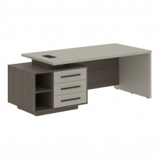 Стол руководителя с тумбой VCT 2190(L) Аметист/Черный матовый/Дуб Сильвер 2100х900х750 VELION