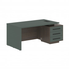 Стол руководителя с тумбой VCT 1890(R) Нефрит/Черный матовый/Дуб Сильвер 1800х900х750 VELION