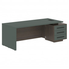 Стол руководителя с тумбой VCT 2290(R) Нефрит/Черный матовый/Дуб Сильвер 2200х900х750 VELION