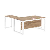Стол руководителя угловой ECT 1619 Дуб Денвер светлый/Белый 1600х1900х750 ENIO