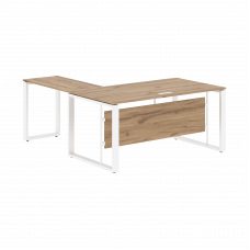 Стол руководителя угловой ECT 1619 Дуб Денвер светлый/Белый 1600х1900х750 ENIO