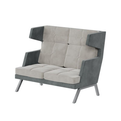 Aldo Диван двухместный высокий с декором из пуговиц ALDB-02 Storm 022/Storm 017/Металл Серый 1430*96