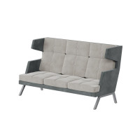 Aldo Диван трёхместный высокий с декором из пуговиц ALDB-03 Storm 022/Storm 017/Металл Серый 2010*96