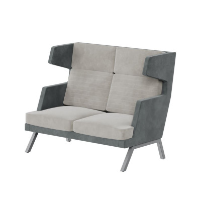 Aldo Диван двухместный высокий ALD-02 Storm 022/Storm 017/Металл Серый 1430*960*1180