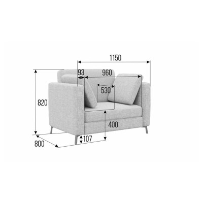 Brasco Диван одноместный BRS-1 Nappa 999/Металл Черный 1150*800*840