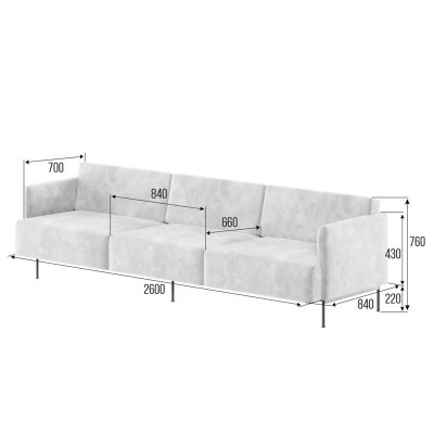 Stenly Диван трехместный STN-3 Сан 03/Металл Черный 2600*840*760