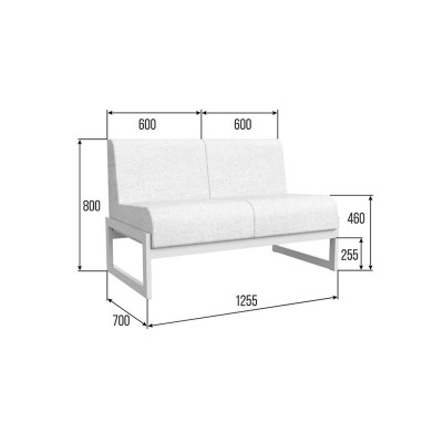 Module Диван двухместный MD.D2 Oregon 17/Металл Серый 1255*700*800