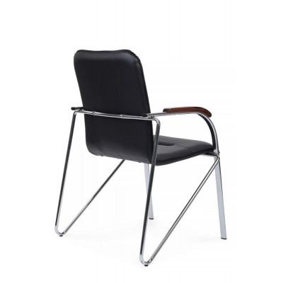 Стул Самба с деревянными подлокотниками SMB-02H Хром гальв. Черный