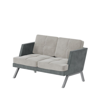 Aldo Диван двухместный с декором из пуговиц ALDB-02L Storm 022/Storm 017/Металл Серый 1430*875*890