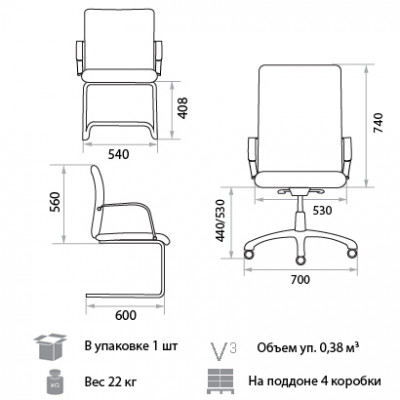 Кресло руководителя Minister PLN PU01 ЭкоКожа, цвет черный
