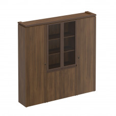 Шкаф комбинированный со стеклом для одежды МК 377 орех тоскана