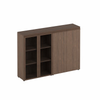 Шкаф средний комбинированный со стеклом закрытый МК 322-2 ОТ орех тоскана