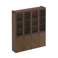 Шкаф для документов со стеклянными дверьми МК 360 орех тоскана