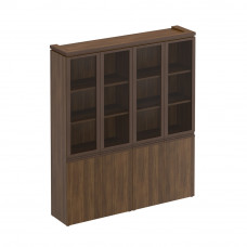 Шкаф для документов со стеклянными дверьми МК 360 орех тоскана