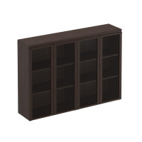 Шкаф для документов средний со стеклянными дверями МК 323-2 ДВ дуб валенсия