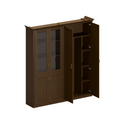 Шкаф высокий комбинированный (для одежды + для документов со стеклянными дверями) ПС 353 ДМ дуб мелвилл