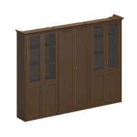 Шкаф комбинированный высокий (2 для документов со стеклянными дверями + 1 для одежды с дополнением) ПС 355 ДМ дуб мелвилл