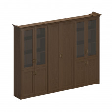Шкаф комбинированный высокий (2 для документов со стеклянными дверями + 1 для одежды с дополнением) ПС 355 ДМ дуб мелвилл