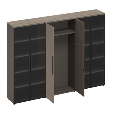 Шкаф комбинированный с высокими дверьми (стекло-одежда-стекло) РС 335 ДЧ/ЛС дуб виченца/лава серая