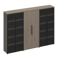 Шкаф комбинированный с высокими дверьми (стекло-одежда-стекло) РС 335 ДЧ/ЛС дуб виченца/лава серая