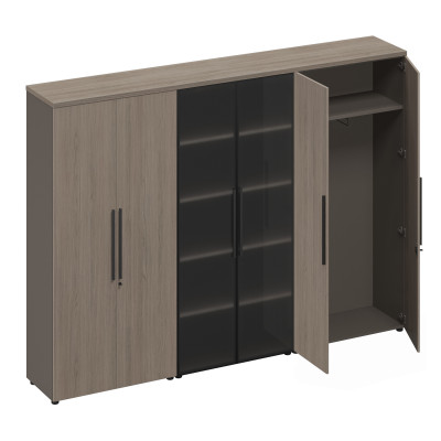 Шкаф комбинированный (закрытый-стекло-одежда) РС 325 ДЧ/ЛС дуб виченца/лава серая