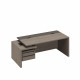 Стол руководителя с кабель-каналами с тумбой подвесной 2-ящичной с замком левый РС 113 ДЧ/ЛС дуб виченца/лава серая