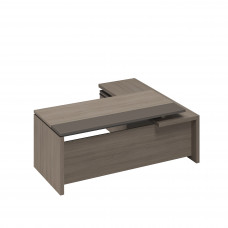Стол руководителя с брифинг-приставкой боковой левый РС 125 ДЧ/ЛС дуб виченца/лава серая