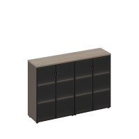 Шкаф для документов со стеклянными дверями (стенка из 2 шкафов) РС 307 ДЧ/ЛС дуб виченца/лава серая