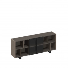 Шкаф низкий полузакрытый греденция со стеклянными дверями в рамке РС 333 ДЧ/ЛС дуб виченца/лава серая