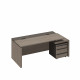 Стол руководителя с кабель-каналами с тумбой 3-ящичной с замком правый РС 122 ДЧ/ЛС дуб виченца/лава серая