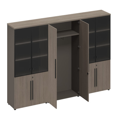 Шкаф комбинированный (стекло-одежда-стекло) РС 334 ДЧ/ЛС дуб виченца/лава серая