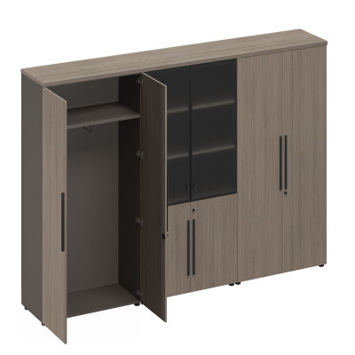 Шкаф комбинированный (одежда-стекло-закрытый) РС 326 ДЧ/ЛС дуб виченца/лава серая