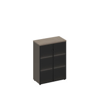 Шкаф для документов средний со стеклянными дверями РС 305 ДЧ/ЛС дуб виченца/лава серая