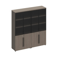 Шкаф для документов со стеклянными дверями (стенка из 2 шкафов) РС 319 ДЧ/ЛС дуб виченца/лава серая