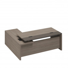 Стол руководителя с кабель-каналами с брифинг-приставкой боковой правый РС 130 ДЧ/ЛС дуб виченца/лава серая