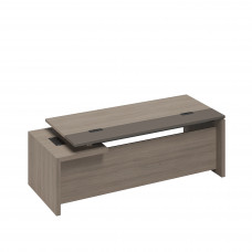 Стол руководителя с кабель-каналами с тумбой подвесной 2-ящичной с замком правый РС 116 ДЧ/ЛС дуб виченца/лава серая